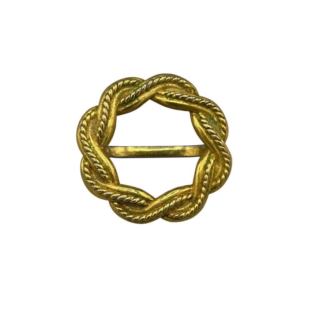 Vintage Gold Tone Scarf Slide / Sash Slide • Rope Knot Circle